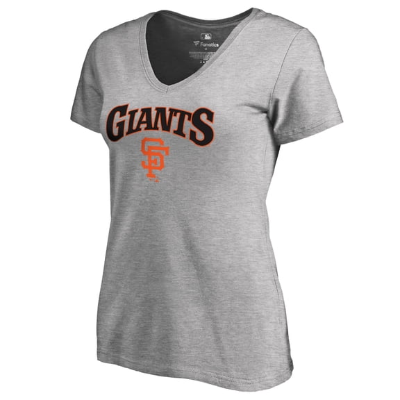 Women's Heather Gray San Francisco Giants Core Wahconah V-Neck T-Shirt
