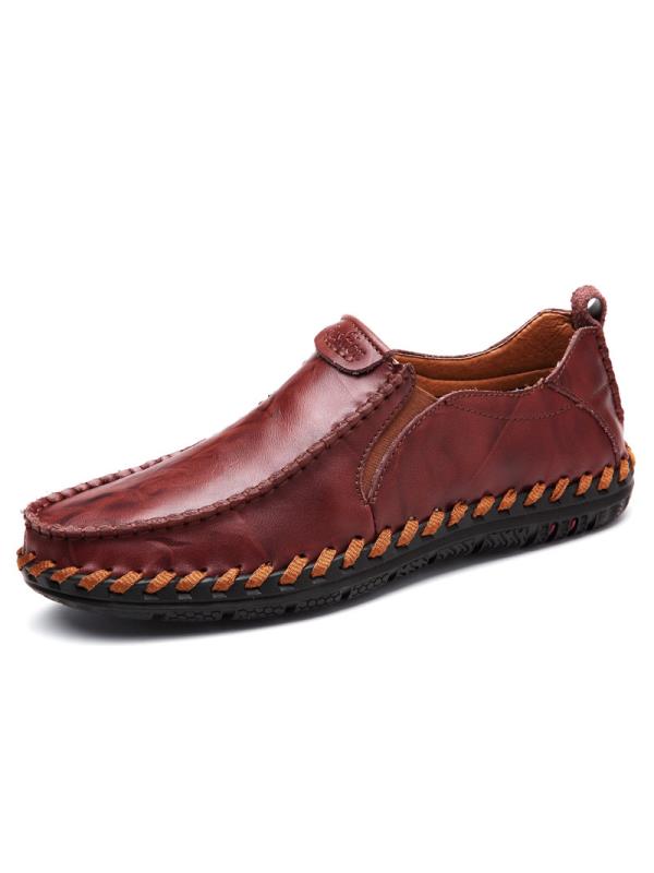 Mens Casual Cowhide Shoes Driving Boat Shoes Slip On Loafer Oxfords Shoes Size10