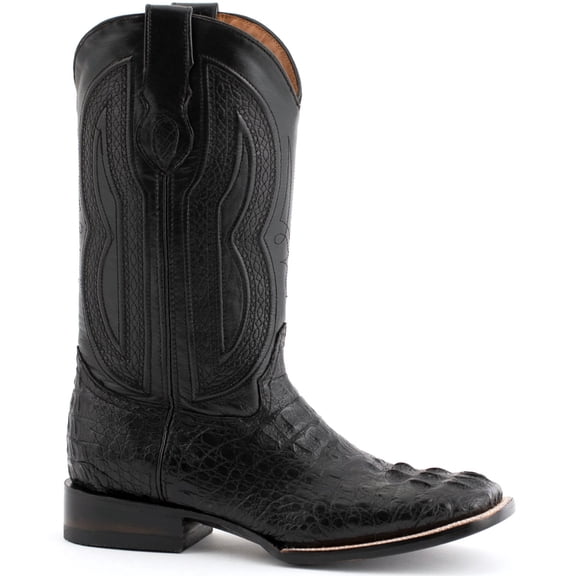 FERRINI Men's Hornback Caiman Dakota Toe Boots, Color: Black, Size: 9.5-EE (1049304095EE)