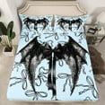 thumbnail image 2 of Feelyou Fashion Black Angel Full Size Sheets for Teens, Magic Fairy Tale Bed Sheets, Cute Bowknot Bow-tie Sheet Sets, Luxury Bedroom Decor, 4-Piece, 2 of 7
