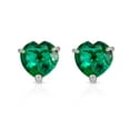 thumbnail image 5 of Galaxy Gold 14K 16"  Solid White Gold Lab Grown Heart Emerald Necklace and Earring Set Grade AAA, 5 of 7