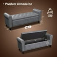 thumbnail image 2 of 65 Inch Bedroom Bench, End of Bed Bench with Storage, Bed Benches for Foot of Bed, Faux Leather Window Bench with Tufted Button and Nailhead Trim, Upholstered Storage Bench with Rolled Arms, Gray, 2 of 18