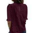 thumbnail image 4 of USSUMA Womens Summer Tops Crochet Lace Loose Fit T-Shirts for Women Trendy Floral Lace Blouses Tops Dressy Casual V Neck Tunic Plus Size Shirts for Female, 4 of 8