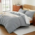 thumbnail image 6 of 100% Egyptian Cotton Duvet Cover Set King Size, Waffle Weave Duvet Cover, 600 TC Soft Breathable Luxury Textured Bedding Set for All Season, 3 PCS, 1 Duvet Cover and 2 Pillowcases, Gray, 104"x90", 6 of 18