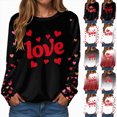 thumbnail image 2 of HCNTES Womens Girls Valentines Day Long Sleeve Love Heart Print Top T-Shirt Spring Casual Fashion Crew Neck Pullover Sweatshirt Comfortable Trendy Leisure Wear(A01-White,3XL), 2 of 9