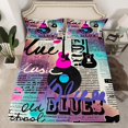 thumbnail image 2 of Feelyou Retro Record Twin Sheet Sets, Disco Pop Hiphop Music Twin Fitted Sheet, Mid Century Flat Sheet, Lightweight Room Decorative, 3-Piece, 2 of 7