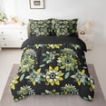 thumbnail image 2 of Homewish Vintage Bohemian Flower Bedding Comforter Set 7pcs, Black Green King Bedding Sets, Hippie Plant Botanical Reversible Bed Sheets, Super Cozy Room Decor, 2 of 7