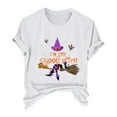 thumbnail image 4 of Clearance! HCURIBAD Shirts for Women, Women's Alphabet Witch Print Crew Neck Tee Halloween T-Shirt, Womens Graphic Tees, Halloween Shirts for Women 1PC Top White M, 4 of 4