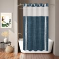 thumbnail image 2 of No Hook Shower Curtain, Navy Blue Shower Curtains for Bathroom with See Through Top Window, Traditional Rustic Minimalist Striped Pattern Waterproof & Washable Bath Curtain Small Stall 36"x78", 2 of 9