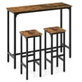 thumbnail image 1 of Gymax 3PCS Bar Table & Chairs Set Industrial Dining Breakfast Table Set w/ Metal Frame, 1 of 10