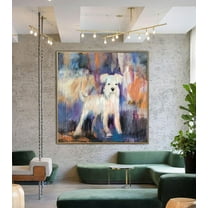 40x40" Original Schnauzer Painting on Canvas Miniature Schnauzer Wall Art Personalized Artwork Dog Painting for Aesthetic Room Decor