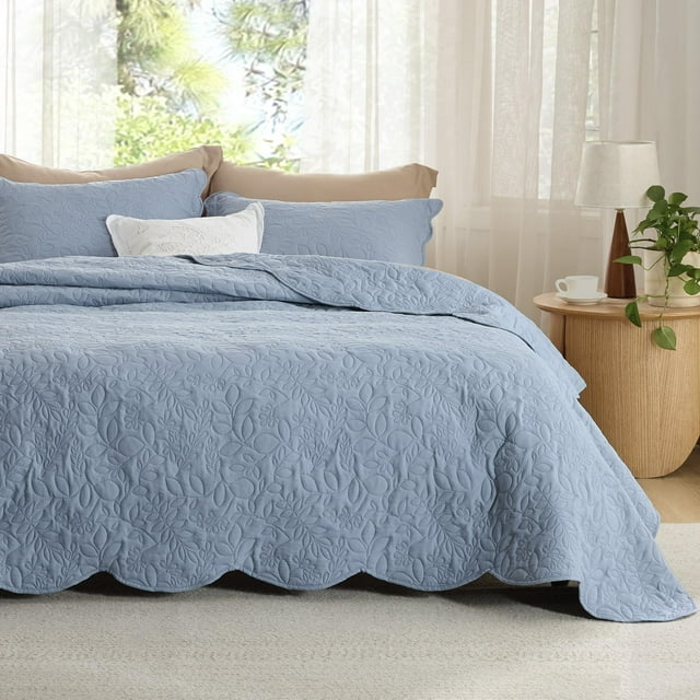 Juego de ropa de cama Bedsure, colcha king size, color azul mineral