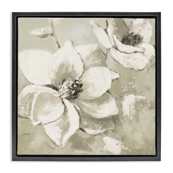 Stupell Industries Shabby Chic Magnolias After Rain Black Floating Frame Canvas Art, 18 x 18, by Lanie Loreth