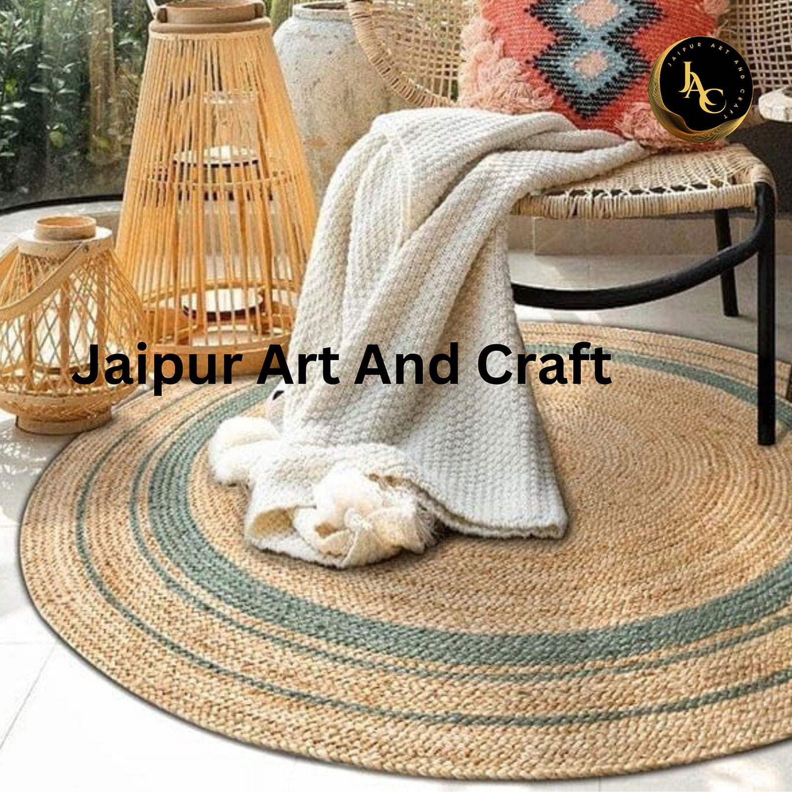 Jaipur Art And Craft Reversible Jute Rug New Design Handmade Braided Round Area Rug for Home Décor (9x9 Sq Ft)