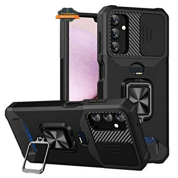 For Samsung Galaxy A54 Wallet Case Designed with Camera Protection, Card Slot & Ring Kickstand Magnetic Car Mount Phone Case Cover by Xpression - Black