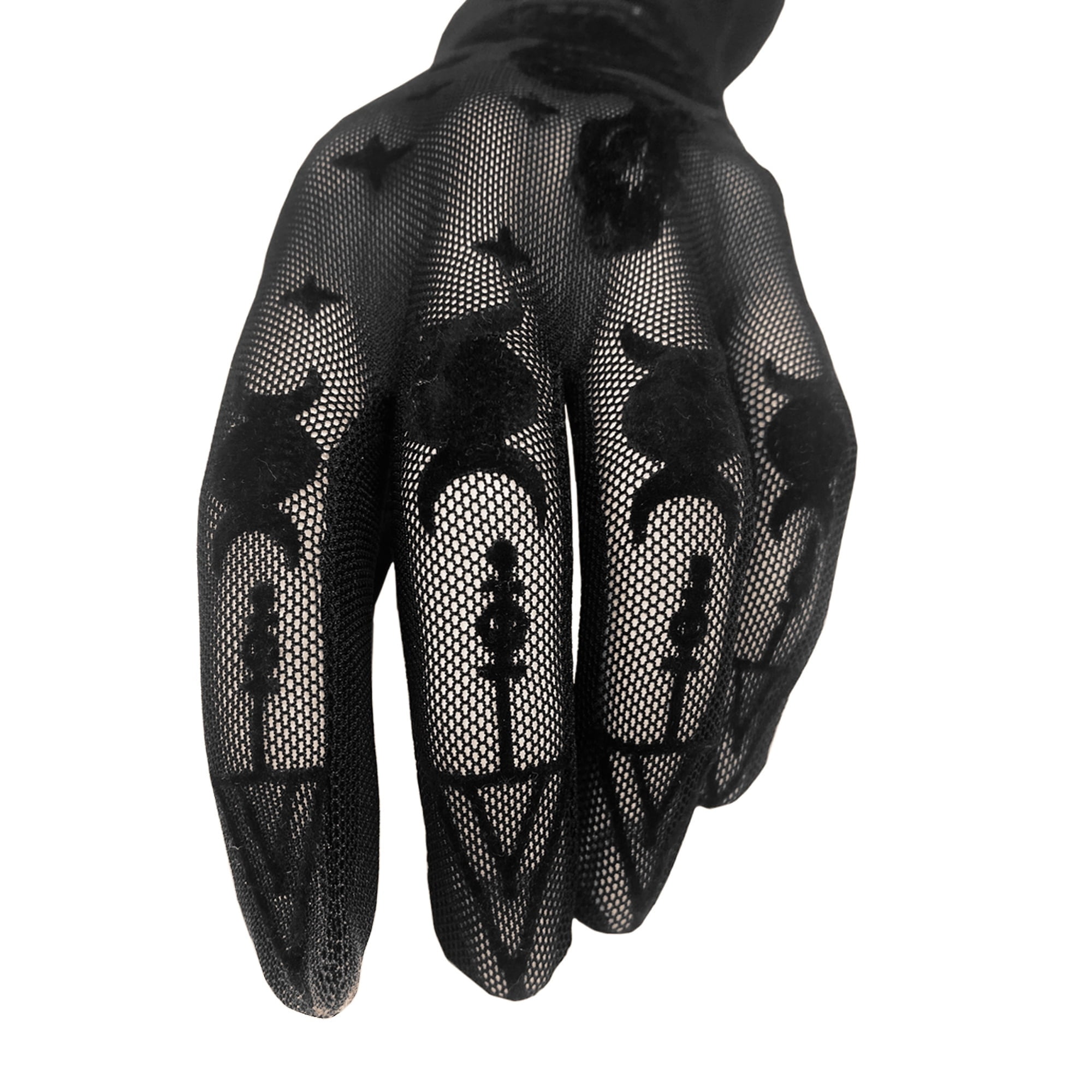 Snake Pattern Sheer Gloves Costume Accessory for Adults, Black, Halloween by Way To Celebrate