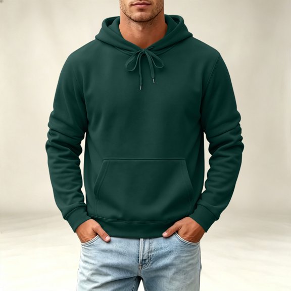 Men's Long Sleeve Hooded Sweatshirt Pullover Top with Drawstring Relaxed Fit Soft Polar Casual Streetwear Lightweight Warm Thermal for Fall Winter Daily Wear Fashion Army Green L