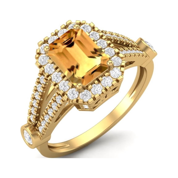 925 Sterling Silver Gold Vermeil 9X7mm Cushion Citrine 925 Sterling Silver Solitaire Split Shank Valentines Day Gifts Ring