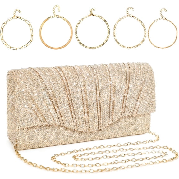 6 count Clutch Purses for Women Evening - Elegant Handbag with 5 Bracelets, Clutch or Crossbody Style for Wedding and Prom