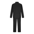 thumbnail image 4 of Wrtxtat Men's Shirt and Long Set Flap Pockets Lapel Button Down Shirts Drawstrings Elastic Waist Straight Leg Sweatpants Trousers Suit Black XXXL, 4 of 7