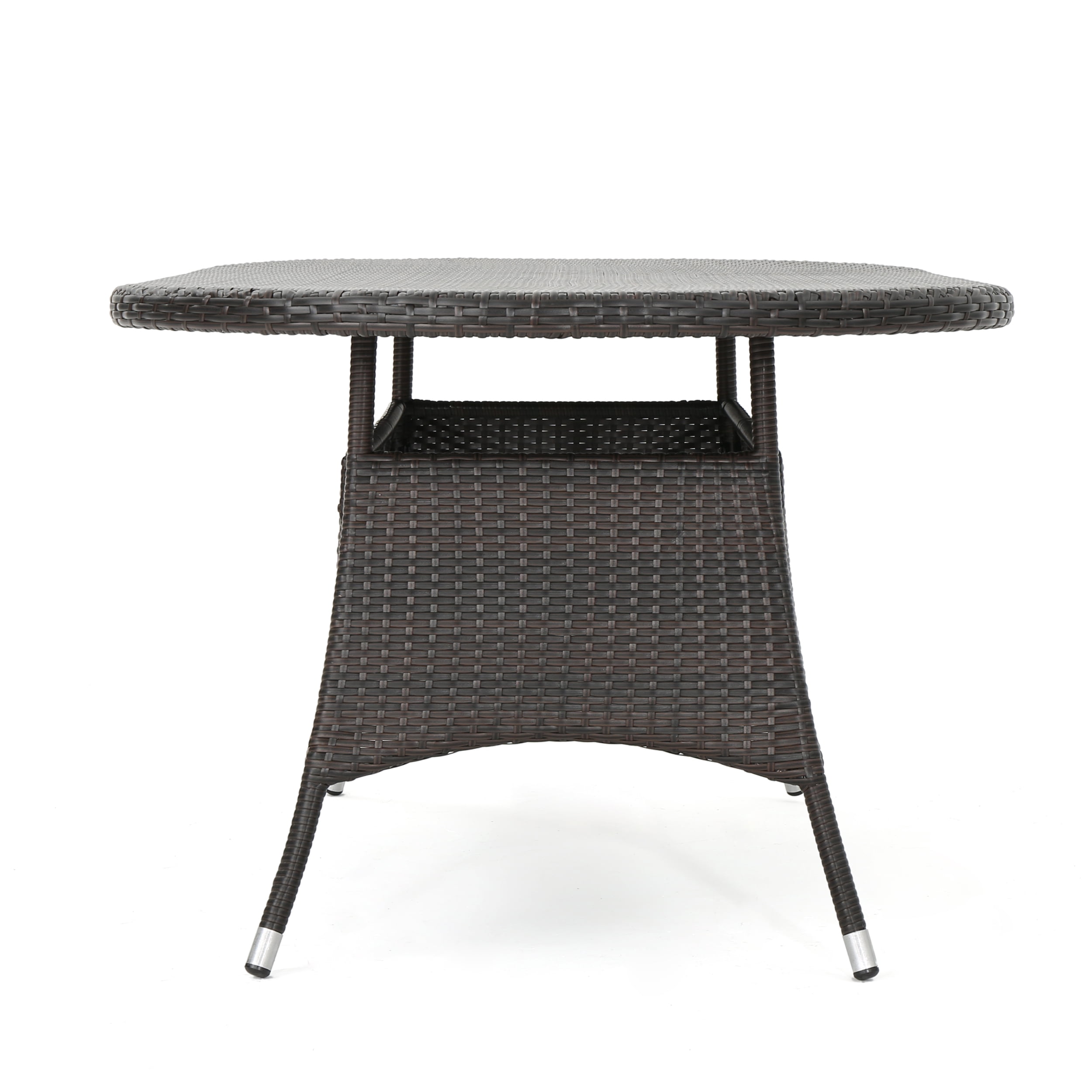 Hillsdale Outdoor 7 Piece Wicker Oval Dining Set with Cushions, Multibrown, Light Brown