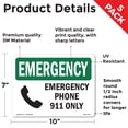 thumbnail image 2 of Phone 911 Only OSHA Emergency Vinyl Decal Label 10 Inch x 7 Inch - 5 Pack, 2 of 6