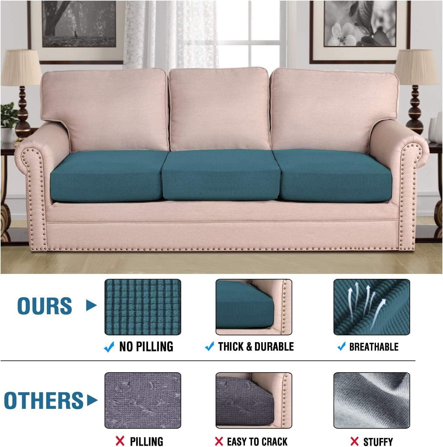 SEase 3 Piece  Sofa Covers  Stretch Individual Seat  Couch cushion covers Slipcover Sets Thick Jacquard Textured Twill Fabric