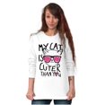 thumbnail image 4 of My Cat is Cuter Than You Cute Glasses Women's Long Sleeve T Shirt Brisco Brands X, 4 of 6