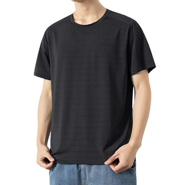Blusas y camisas de manga corta y cuello redondo para hombre, transpirables, ajustadas, de verano, deportivas, de secado rápido, de manga corta y cuello redondo.