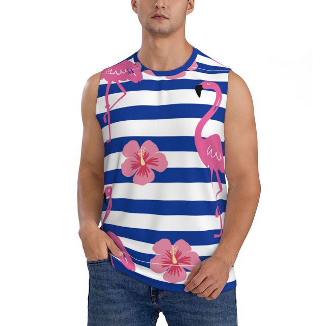 Balery Pink Flamingo Camisetas sin mangas para hombre, absorbe la humedad y protege contra el mal olor.-3X-Large