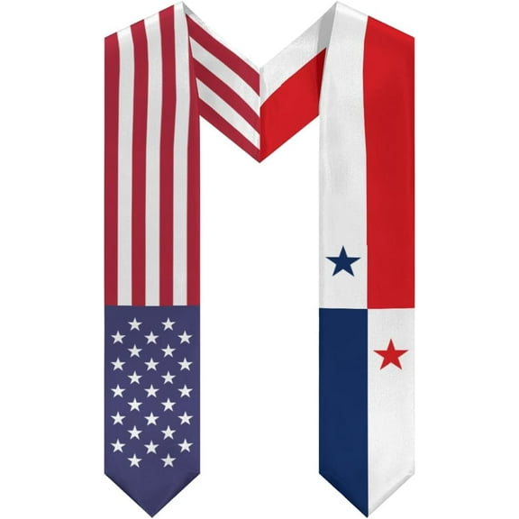 DABOYOZHZH Panama Mix United States Flag Graduation Stole Sash For Study Aboard International Students