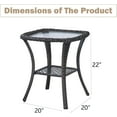 thumbnail image 2 of Outdoor Side Table, Brown Rattan Wicker Patio Side Table, Patio End Table, Small Outdoor Side Table with Glass Tabletop and Storage Shelf (Brown), 2 of 17