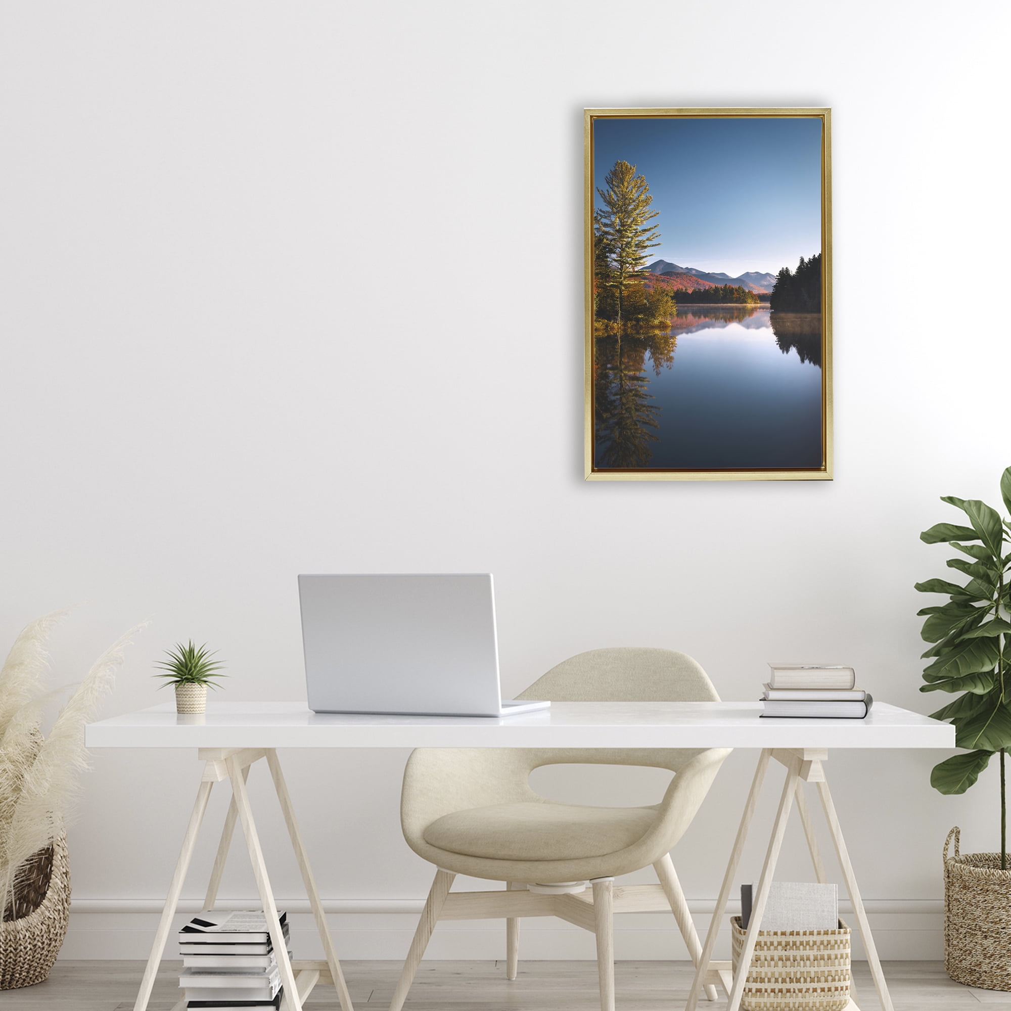 Stupell Industries Autumn Morning Wilderness Gold Framed Floater Canvas Wall Art, design by Jonathan Zaharek