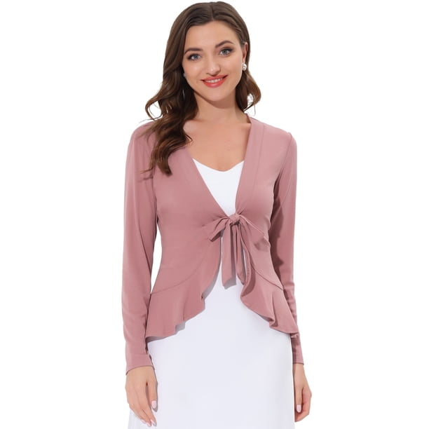 AllegK Cardigan Dobladillo Rizado RebeDe Punto Frente De CorbaPaMujeres RoOscuro S