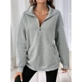 thumbnail image 4 of Women' Sweatshirts Half Zip Quarter Zipper Long Sleeve Hoodies Fall Fashion Outfits Clothes Dark Gray XXL, 4 of 7