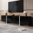 thumbnail image 3 of Meuble Télé Moderne, Meuble Télé Noir de 65 70 75 Po pour Salon, Centre de Divertissement avec Rangement, Table Console Télé avec Charnière Ajustable (Noir), 3 of 9