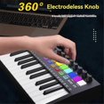 thumbnail image 4 of Mini Portable MIDI Control Keyboard, USB, Sequencer Keyboard, Backlit D Pads, 8 Knobs, OLED, 25-K, 4 of 5