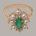 thumbnail image 5 of LBG British Made 9k Rose Gold Natural Emerald & Cultured Pearl Womens Promise Ring - 33 size options - Size 9.5, 5 of 6