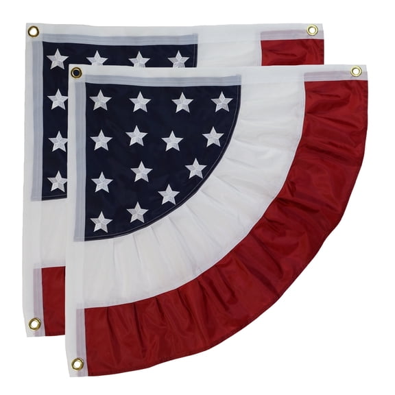 In the Breeze 3707 — Patriotic Set of 2, Classic Ruffle Corner Bunting — Patriotic Home Decor, Flags