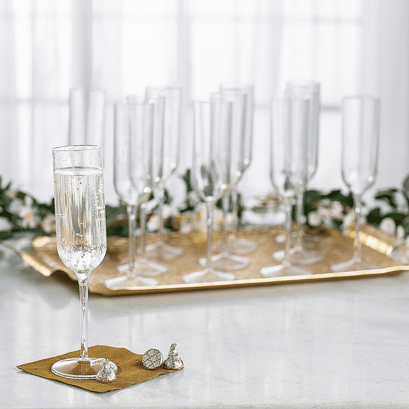 Fun Express Bulk 100 Count Clear Plastic Champagne Flutes