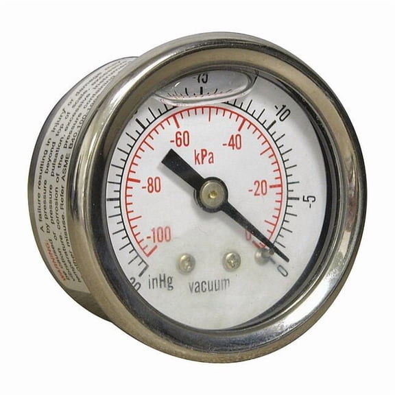 Winters Vacuum Gauge,1-1/2" Dial Size,Silver PFQ1220