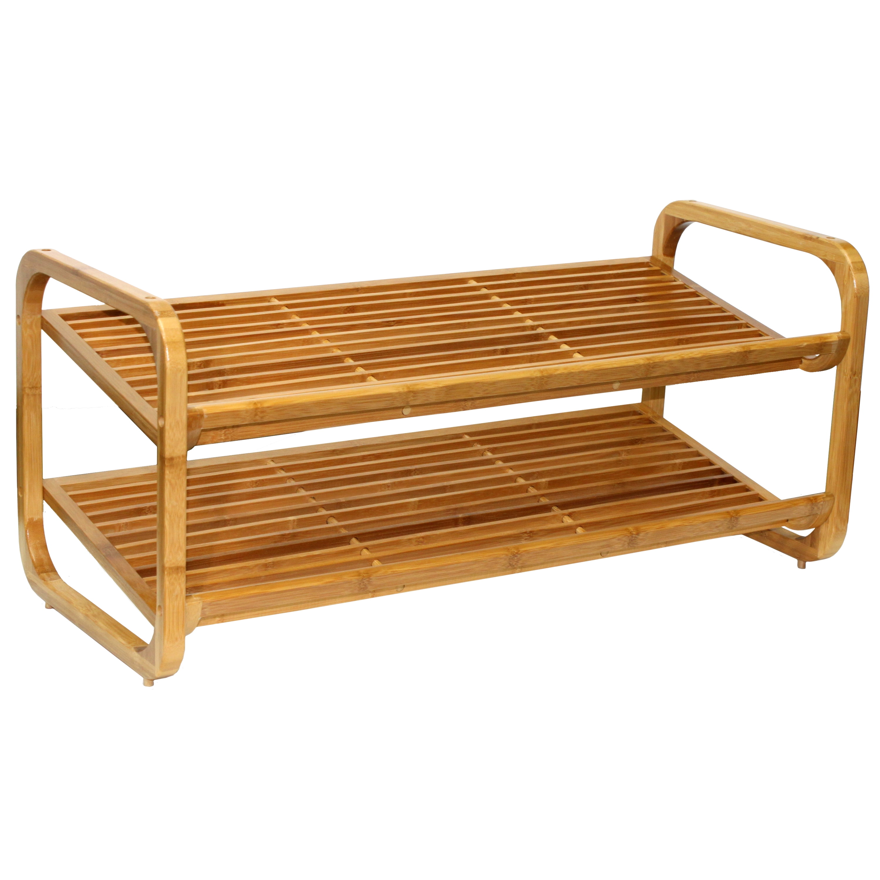Oceanstar 2-Tier Bamboo Shoe Rack, Holds 6 to 8 Pairs of Shoes, 29.5 in. L x 13 in. W x 13.5 in. H, Natural Color