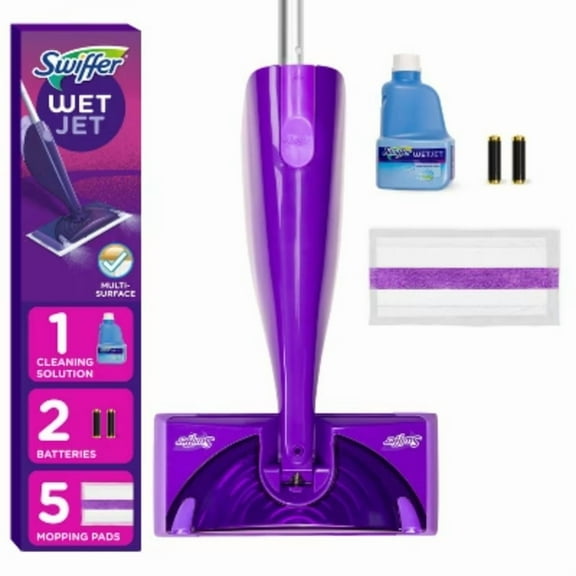 WetJet Floor Mop Starter Kit (1 Spray Mop, 5 Mopping Pads, 1 Floor Cleaner Liquid Solution)