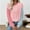004 Pink, variant on Womens Fashion Color Block Waffle Pattern Shirts Long Sleeve Crewneck Knitted Casual Loose Pullover Shirts Tops