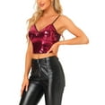 thumbnail image 4 of INSPIRE CHIC Sequin Cami Top for Women's Spaghetti Strap Club Party Cropped Tank Tops XL Cerise, 4 of 5
