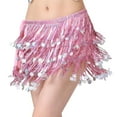 thumbnail image 2 of Sequined Fringed 4-Layers Drawstring Closure Belly Dance Waist Chain Skirt Hip Scarf Latin Skirt,pink, 2 of 4