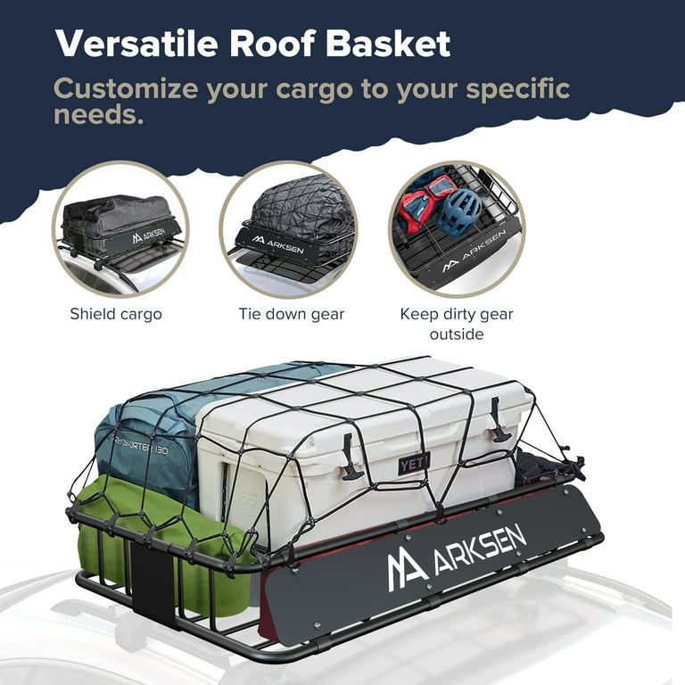 ARKSEN 30 x 50 x 6 Perfect Wide Roof Rack Carrier Basket With Waterproof Cargo Bag 150LB Capacity Full Size Truck SUV Top Luggage Holder Carrier Storage Black Walmart