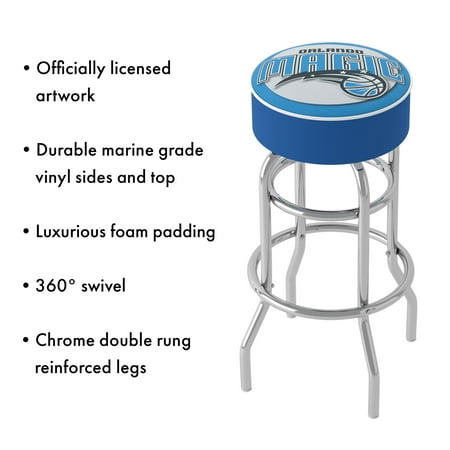 Orlando Magic NBA Padded Swivel Bar Stool - Blue, Black, Silver