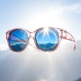 thumbnail image 5 of Big Round Sunglasses Men Women Oversized Blue Tinted Lens Frame UV Protection Transparent Champagne Shades for Travel Driving Outdoor, 5 of 5