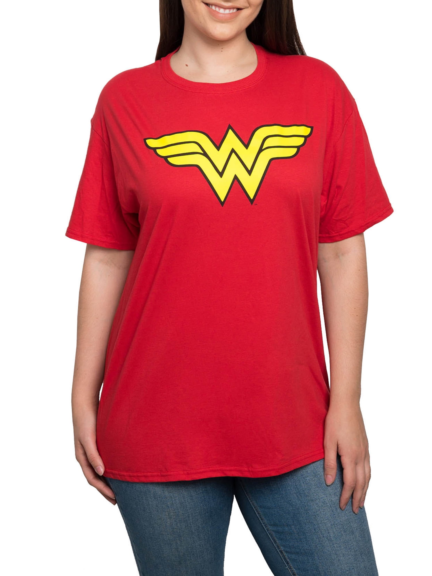 Donna DC Comics Wonder Woman Hint of Red Maglietta con Collo a V